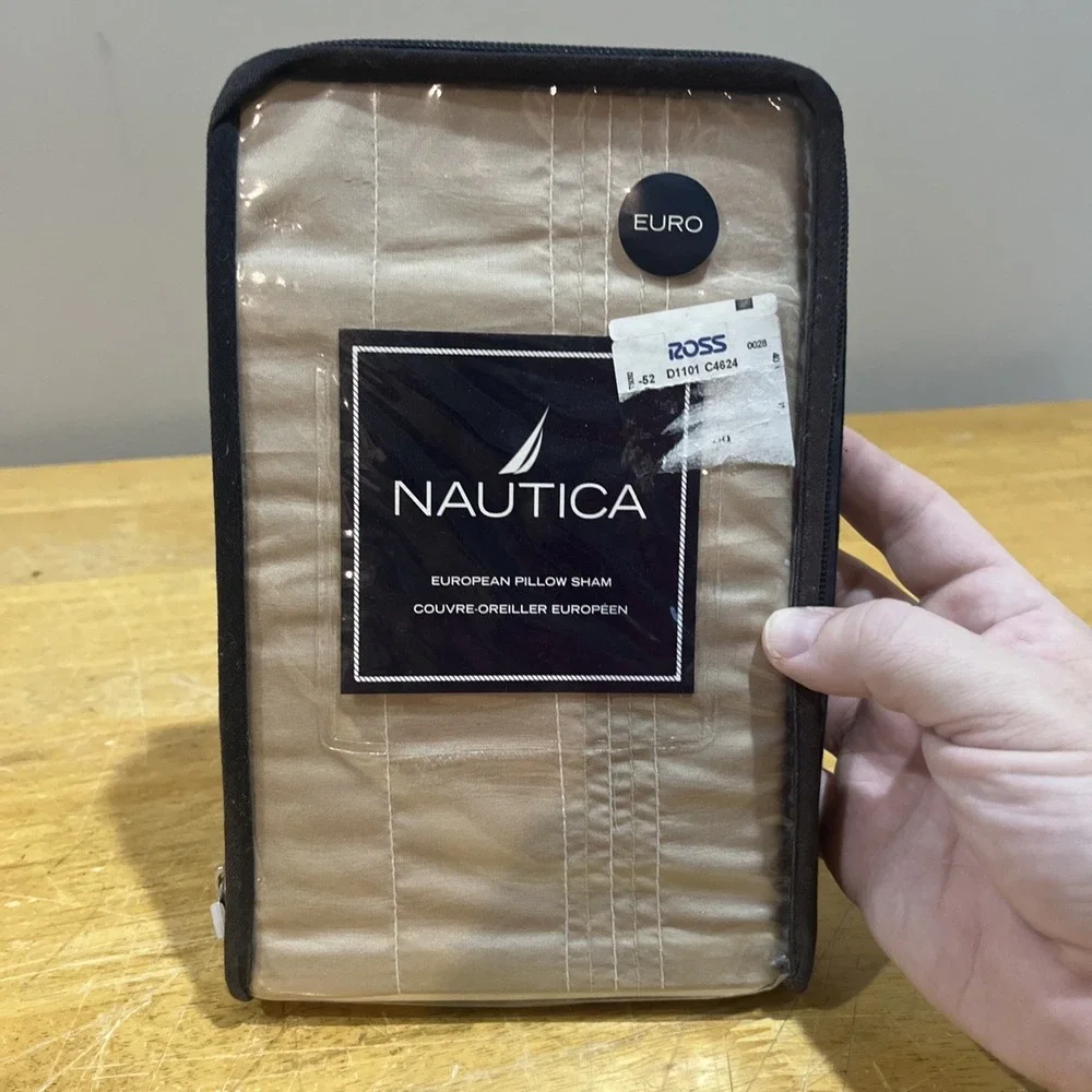 Nautica Tan Beige * 1 Euro Pillow Sham‎ Stitched Euro Oslo 100% COTTON
